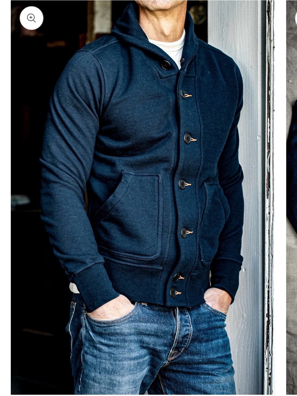 Weissman Navy Hooded Button-Front Sweatshirt